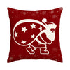 A red Christmas snowflake tree design on a square pillow cover.