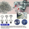 Metal prong rings and snap buttons used as DIY sewing tools with a pair of pliers.