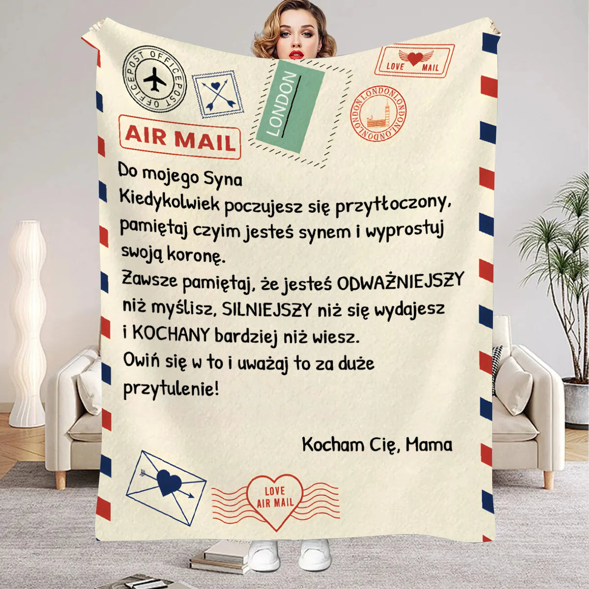 Personalized Mother's Letter Flannel Throw Blanket