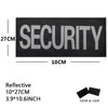 Black reflective security patch measuring 10cm by 27cm with a hook and loop closure
