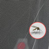 A close-up view of a mosquito inside a mesh netting, illustrating the protection offered by a universal mosquito net.
