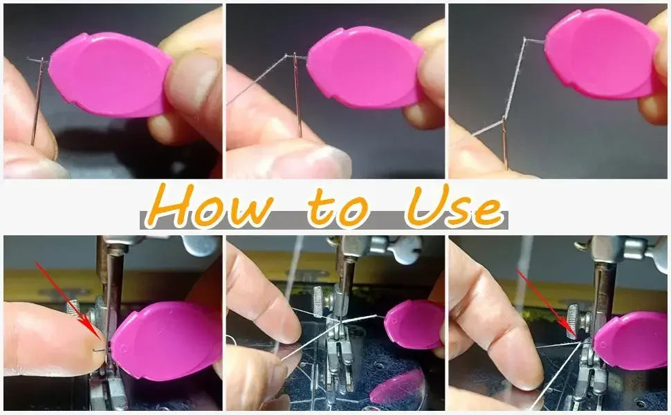 Demonstration showing how to use a precision needle threader set for sewing by threading fabric.