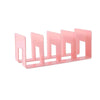 A pink plastic storage organizer with four separate sections for organizing items.
