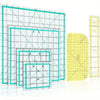 A set of four acrylic quilting rulers and an ironing ruler displayed on a grid background.