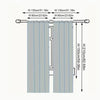 Set of two light blue cow print curtains with adjustable width and height measurements.
