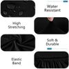 Black elastic band bench cover showing water resistance, high stretching, and soft durability.