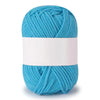 A ball of bright turquoise soft milk cotton knitting yarn