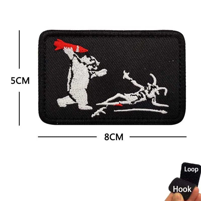 Blackbeard skull pirate flag embroidered patch with hook and loop backing