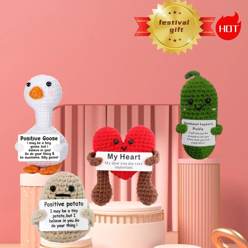 A collection of handmade plush pocket dolls featuring geese and potatoes for festival gifts