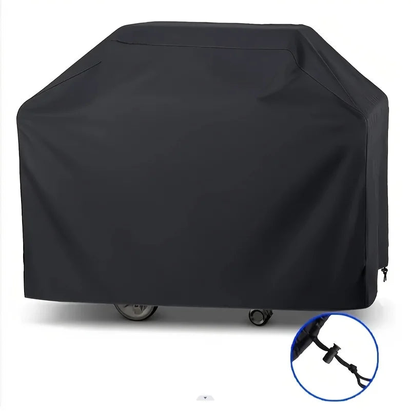 Black heavy-duty waterproof grill cover designed for a Blackstone griddle.