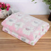 Pink and white flannel pet blanket with elephant patterns for dogs and cats