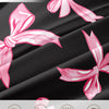Pink microfiber bow print duvet cover set featuring a plaid pattern and pillowcases.