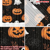 Black curtain panels featuring orange carved pumpkin and white ghost designs for Halloween decor