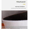 Close-up of a beige velvet edge showing neat alignment and a machine edge lock for an area rug.