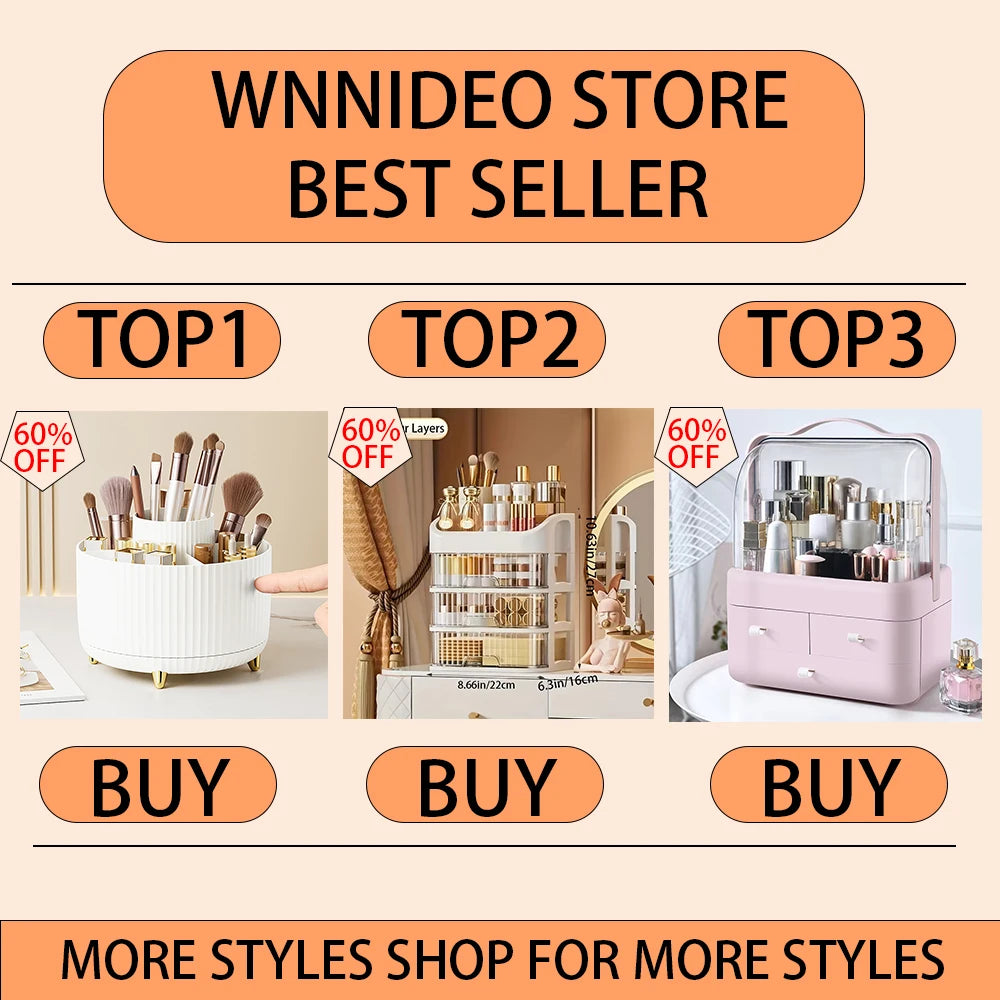 A display showing three best sellers of foldable clothes organizer bags with clear windows labeled TOP1, TOP2, and TOP3.