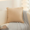 Washed Cotton Solid Cushion Cover with Tassel Fringe