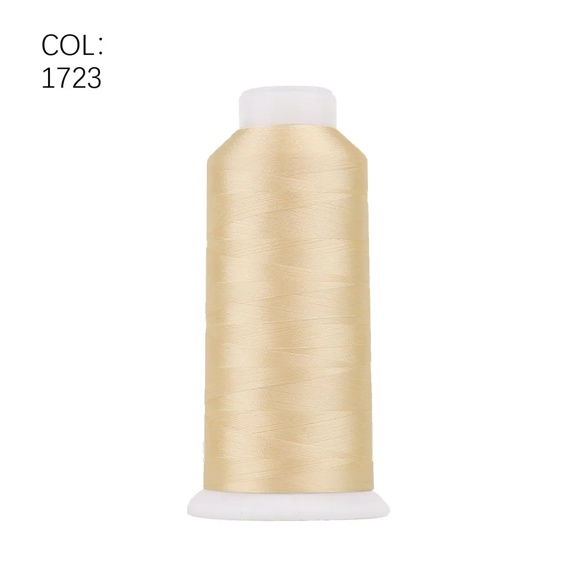 A roll of gold polyester embroidery thread with a white core.