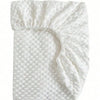 White soft plush mattress and diaper changing cover with ruffled edges