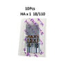 A package containing 10 pairs of HA x 18/110 sewing machine needles.