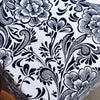Black and white floral botanical print fabric for home decor