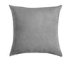 A square, soft gray velvet decorative pillow cover.