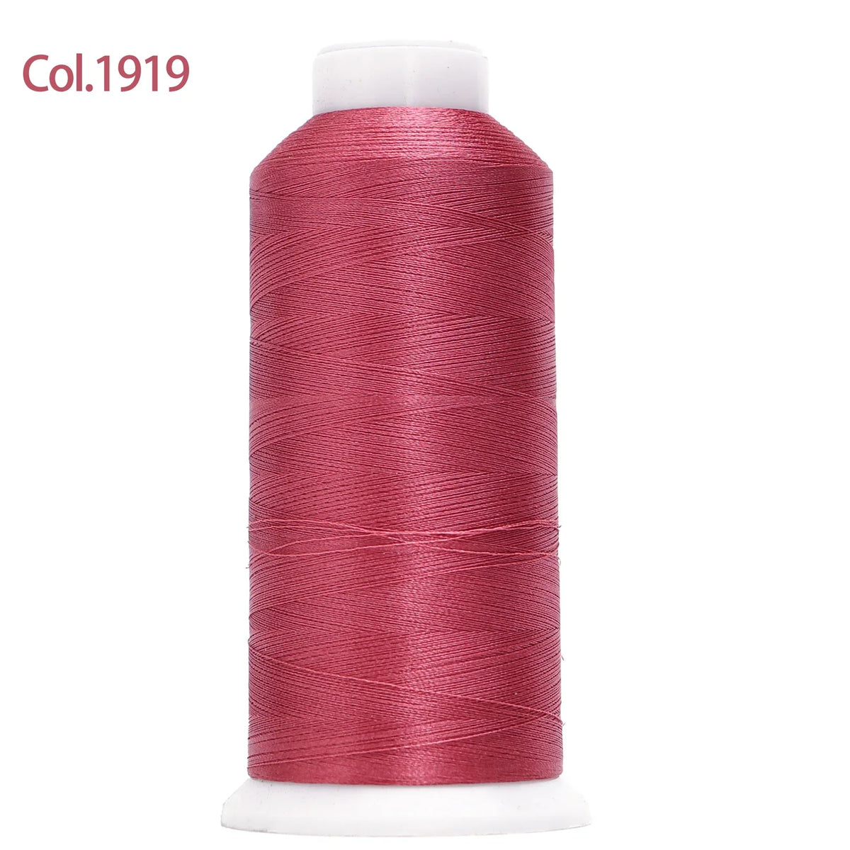A spool of magenta embroidery thread labeled Col.1919 with a white core.