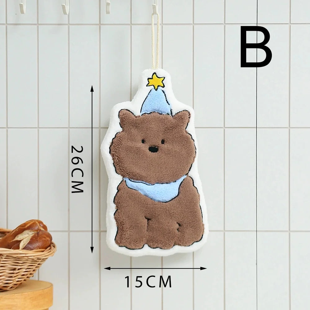 A cute cartoon bear hanging ornament with a yellow star on a white background.