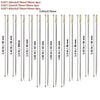 A set of stainless steel self-threading sewing needles in various sizes and lengths.