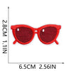 Pair of red embroidered iron-on sunglasses with white trim