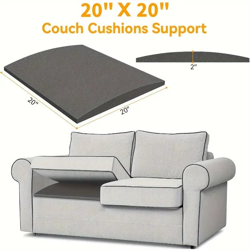 Gray couch cushion support pads measuring 20x20 inches for furniture