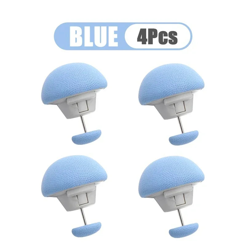 Four blue adjustable quilt and fabric clips shown in a packaged set.
