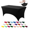 Black stretch tablecloth set for dining and event decor with various colored fabric options