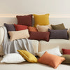 Washed Cotton Solid Cushion Cover with Tassel Fringe