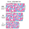 Size chart showing dimensions for XXL, XL, and L sizes of a large art vortex mouse pad.