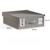 A rectangular gray non-woven fabric storage box with a handle and window, measuring 38cm by 32cm.