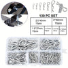 A set of galvanized steel cotter pins and R-clips in various sizes packaged for use.