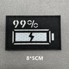 A black rectangular patch showing 99% effectiveness with a lightning bolt symbol inside a battery icon.