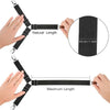 Hands demonstrate the natural and maximum length of an adjustable bed sheet gripper strap.