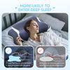 A woman rests her head on an ergonomic memory foam cervical pillow while sleeping, demonstrating proper neck alignment.