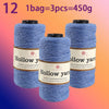 Three spools of Hollow yarn, 1 bag equals 3 pieces, totaling 450g for knitting and crochet.