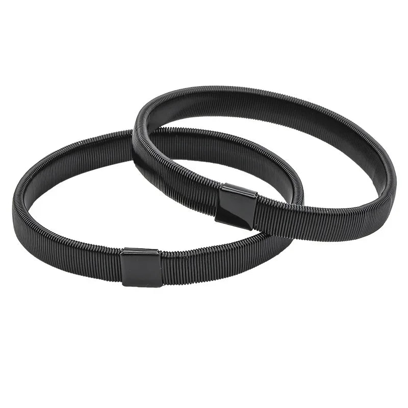 Black metal sleeve garters or adjustable arm bands for men