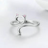 Silver adjustable crochet tension rings for knitting with a cat-ear design