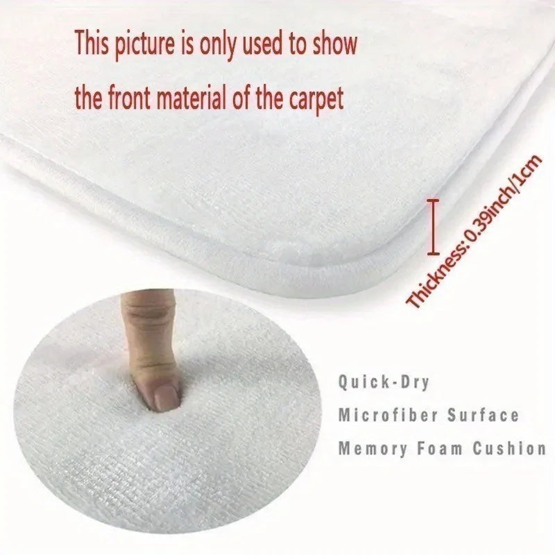 Front material of a white microfiber memory foam cushion carpet for indoor/outdoor use