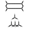 A set of six black adjustable bed sheet straps used to keep fitted sheets tightly in place.