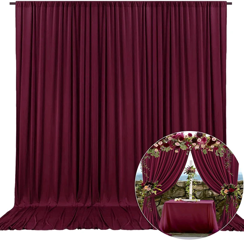 Burgundy Velvet-Look Polyester Backdrop Curtain