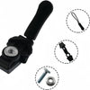 Black universal detachable zipper repair kit showing various tools like a puller, a clip, and a screw.