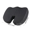 Black ergonomic U-shaped massage seat cushion with dimensions 36cm by 36cm and a depth of 6cm.