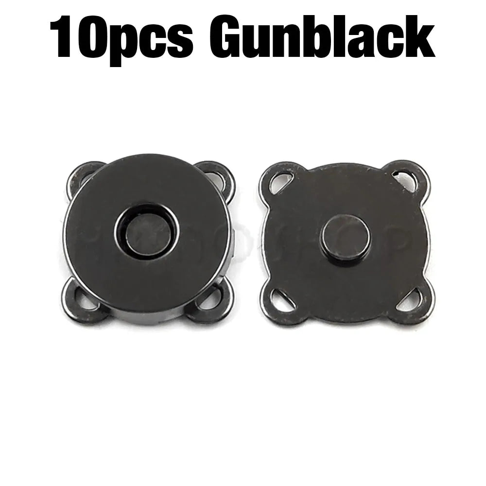 Ten pieces of black metal magnetic snap buttons for sewing