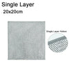 A square gray single layer scouring dish cloth measuring 20x20cm.