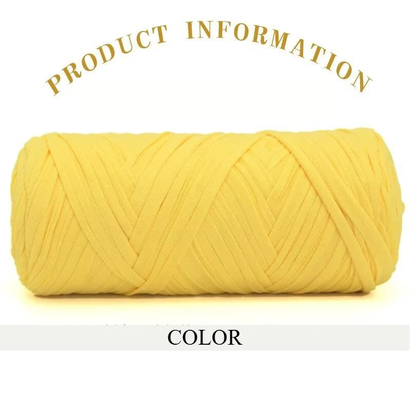 A tightly wound skein of bright yellow thick polyester blended yarn for crafting.